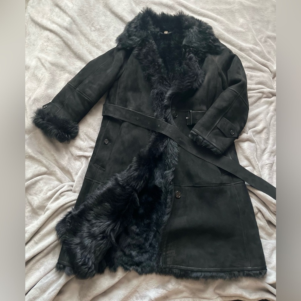Burberry shearling coat US12 runs small
